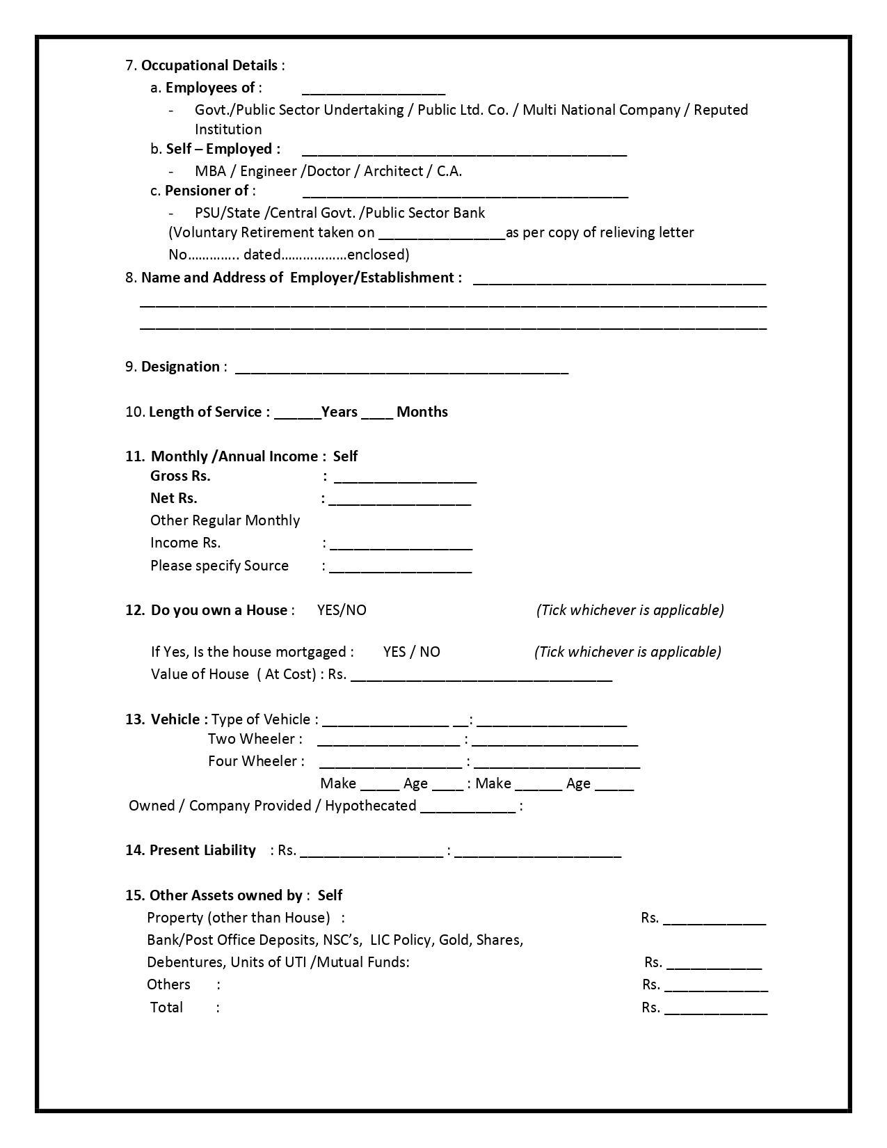sbi xpress credit loan application form